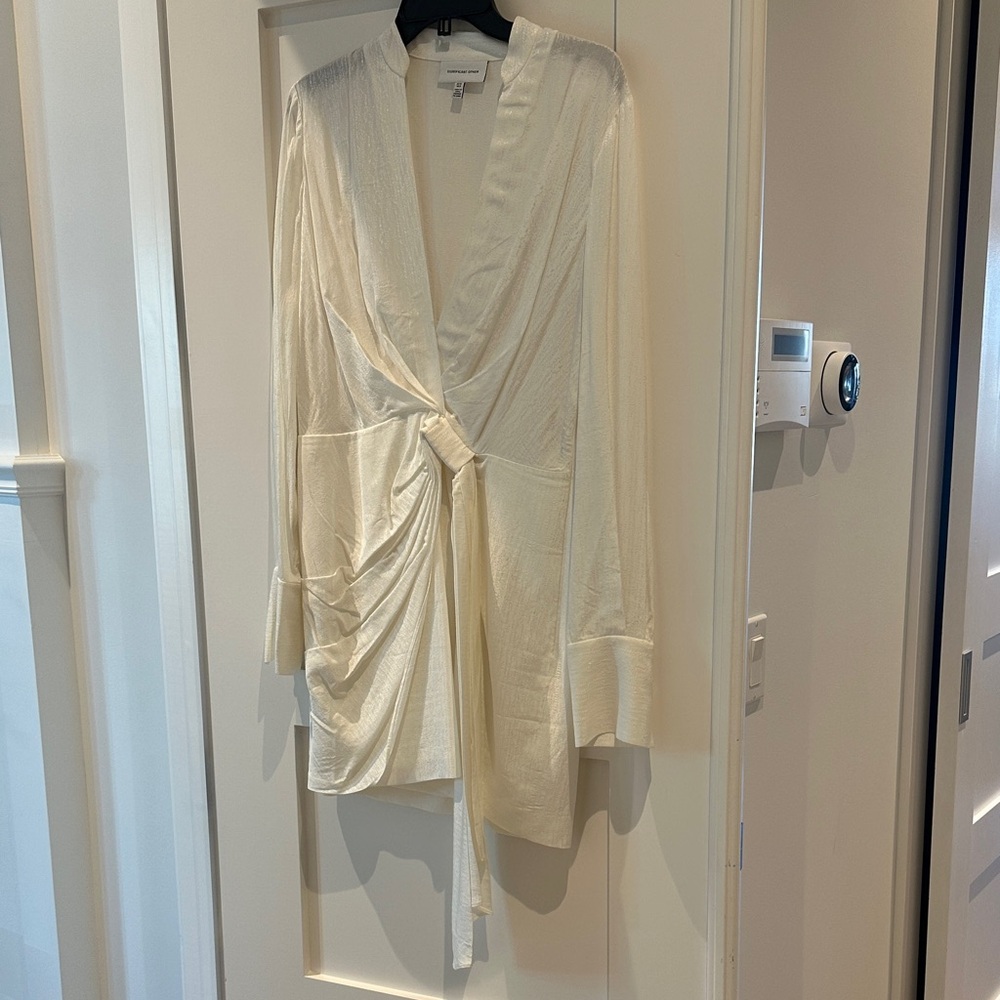Elegant Cream Wrap Mini Dress